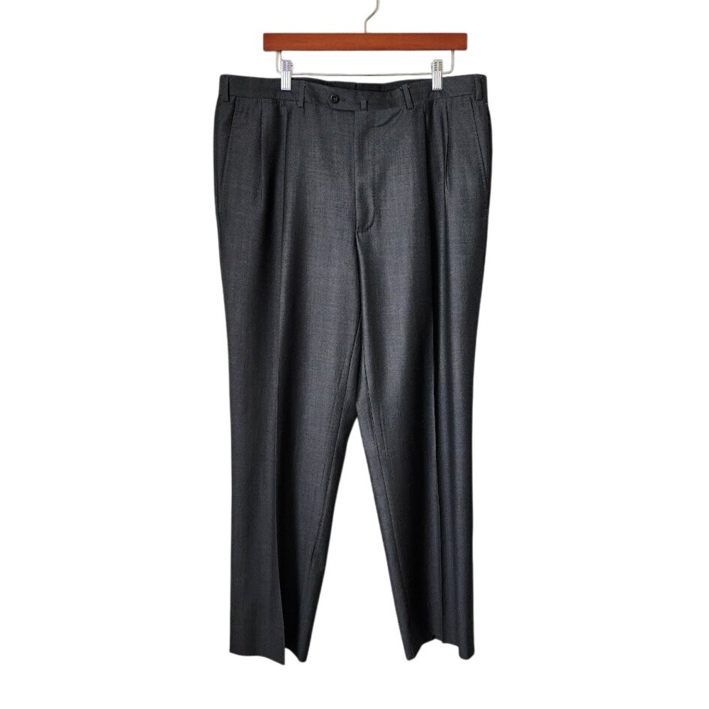 ERMENEGILDO ZEGNA Trousers Gray Wool Dress Pants Slacks men's 38